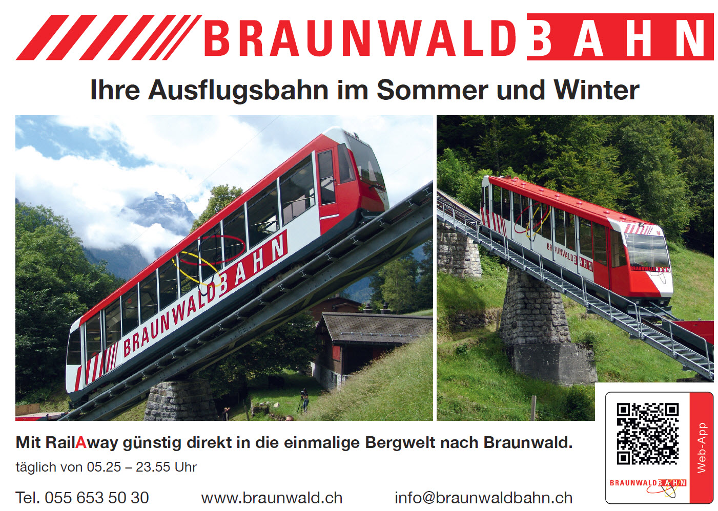BraunwaldStandseilbahn AG Bahn in Linthal Öffnungszeiten Adresse